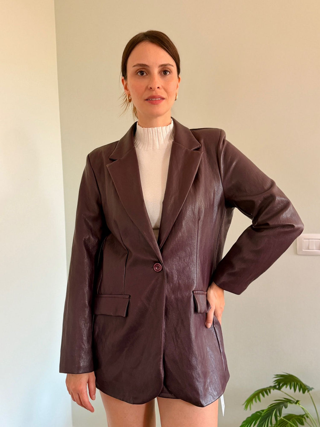 Blazer effetto pelle burgundy