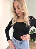 Body a manica lunga Nero