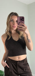 Top in maglia marrone