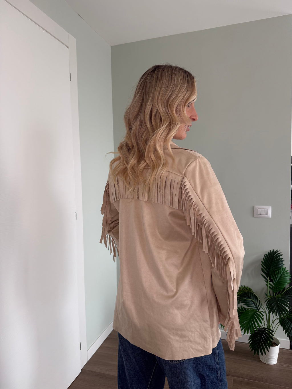 Giacca con frange Beige