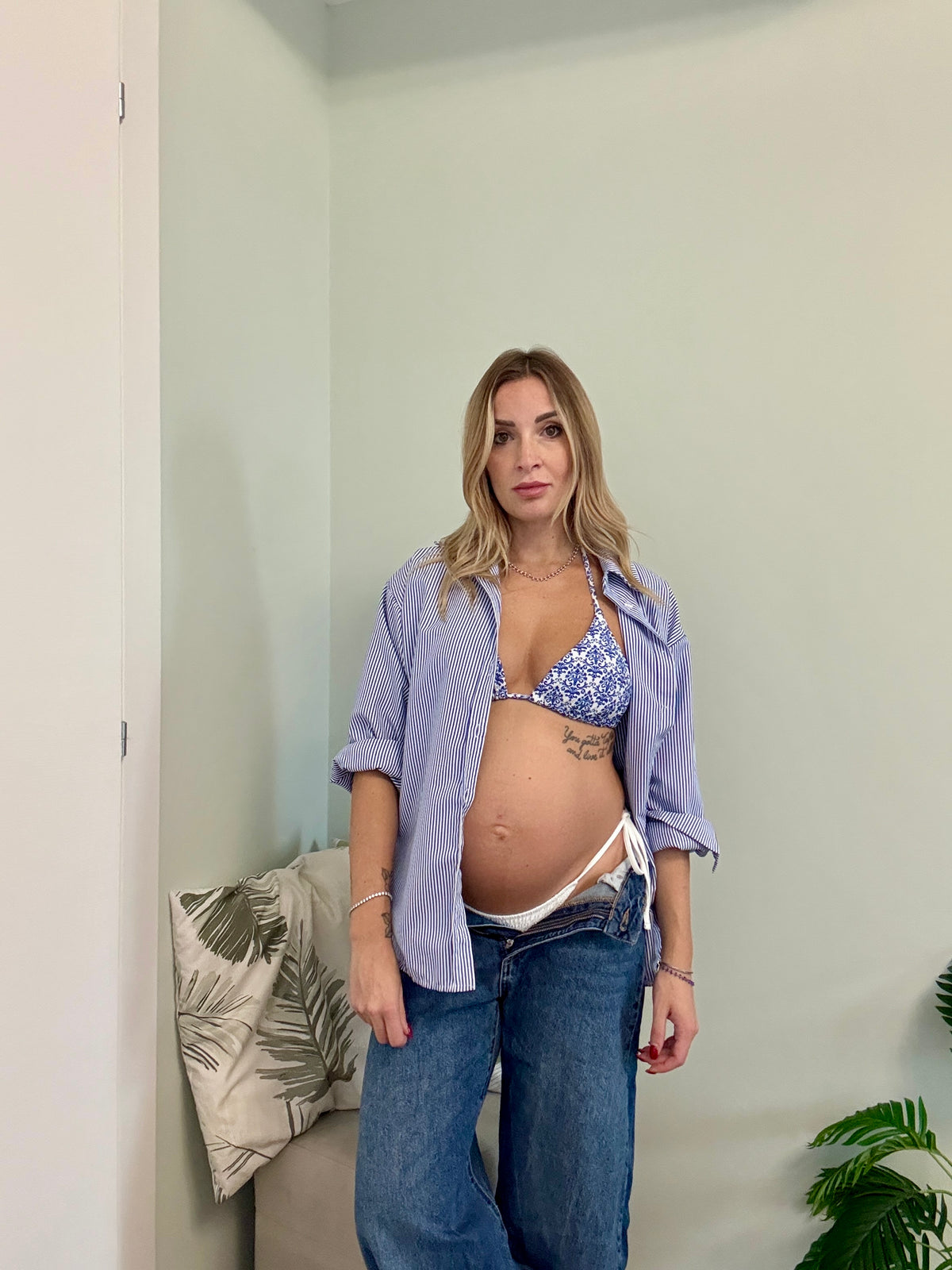 Camicia bacchettata blu