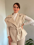 Gilet effetto pelle martellata beige