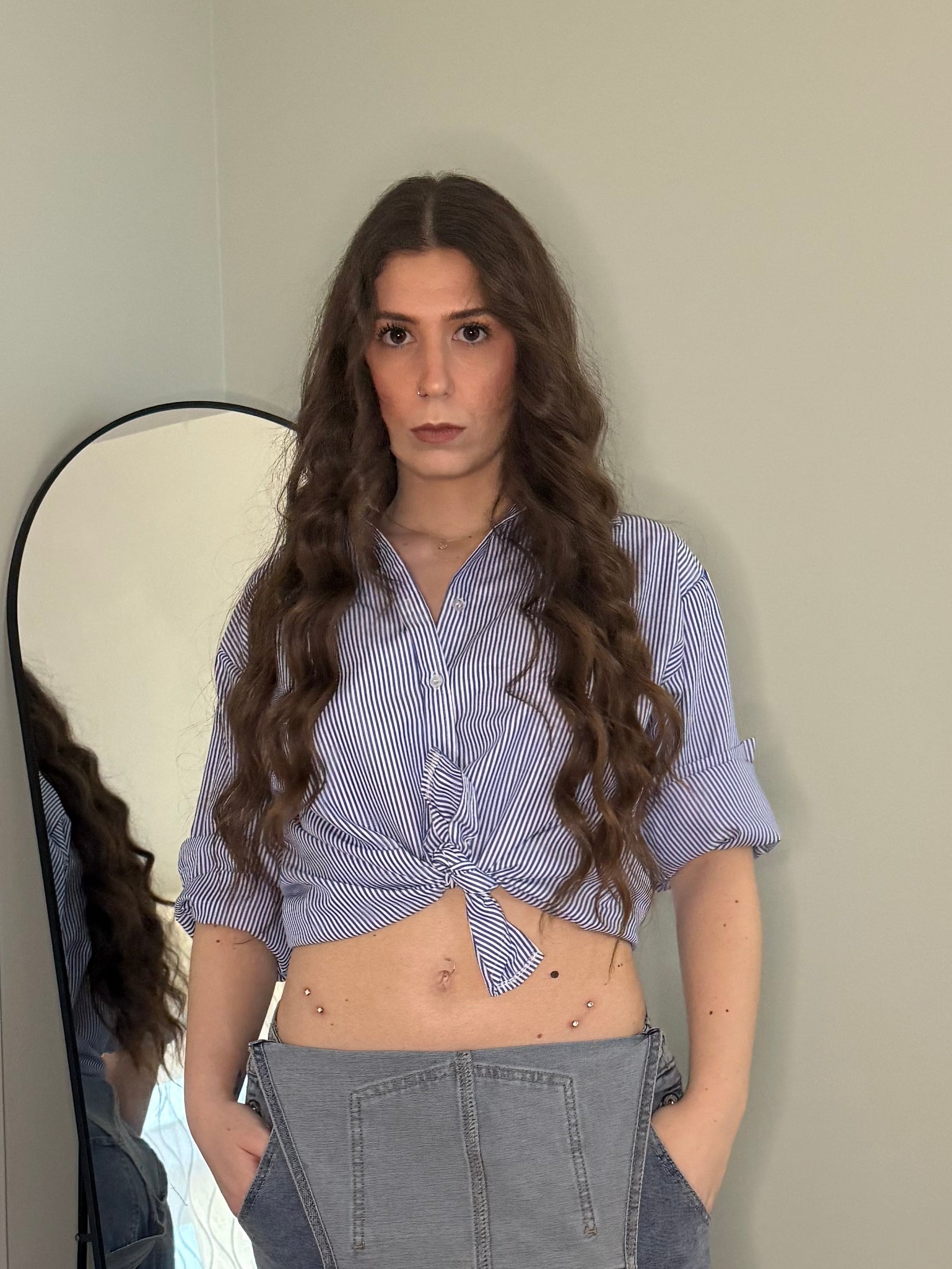 Camicia bacchettata blu